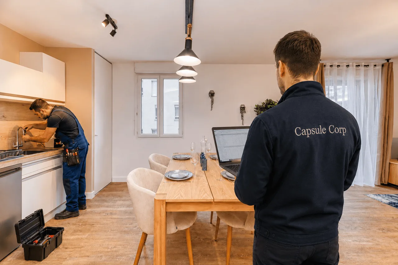 Un membre de l’équipe Capsule coordonne l’intervention d’un technicien dans un logement